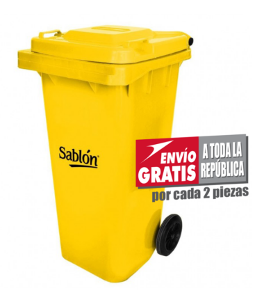 Bote de Basura de 120 litros Sablón Amarillo con Tapa
