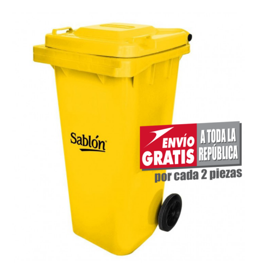 Bote de Basura de 120 litros Sablón Amarillo con Tapa