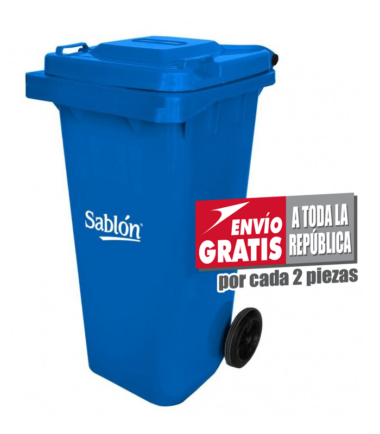 Bote de Basura de 120 litros Sablón Azul con Tapa