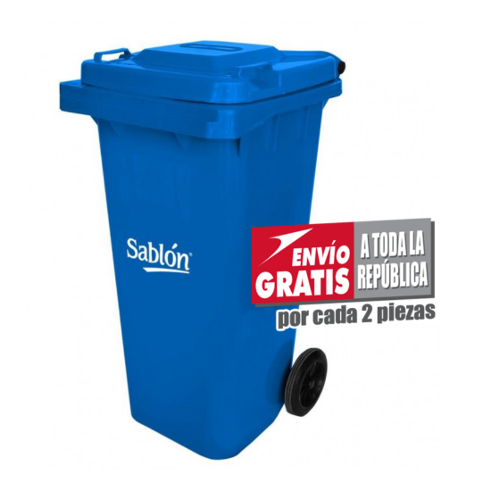 Bote de Basura de 120 litros Sablón Azul con Tapa