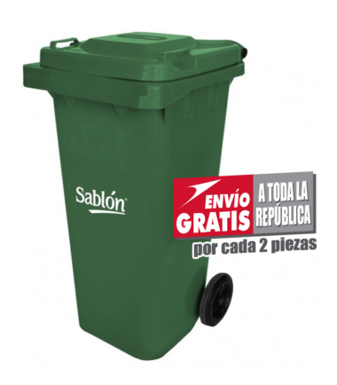 Bote de Basura Sablón de 120 Litros Verde con Tapa