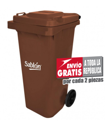 Bote de Basura de 120 litros Sablón Café con Tapa