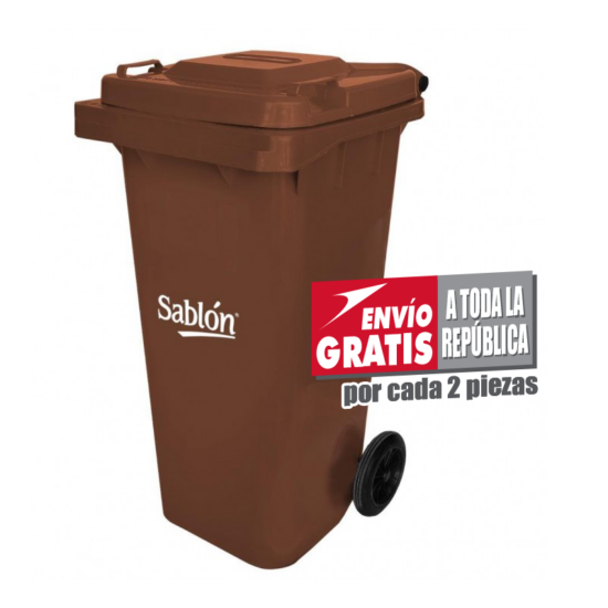 Bote de Basura de 120 litros Sablón Café con Tapa