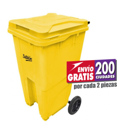 Bote de Basura Sablón 240L Amarillo 8923AM con Ruedas