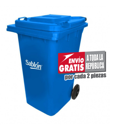 Bote de Basura 240L Sablón con Ruedas Azul