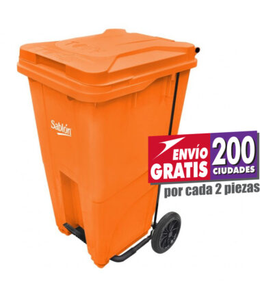 Bote de Basura Sablón 240L Naranja con Pedal 8198NA