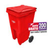 Bote de Basura Sablón 240L Rojo 8928RJ con Ruedas