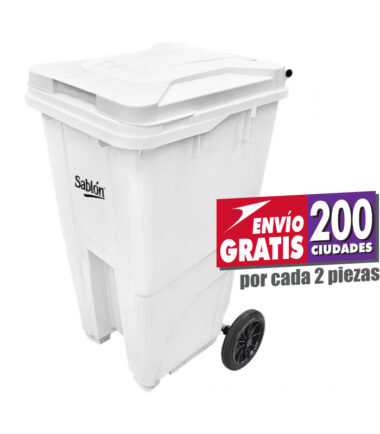 Bote de Basura Sablón 240L Blanco 8922BL con Ruedas