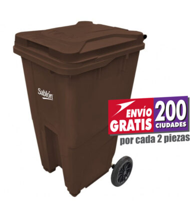 Bote de Basura Sablón 240L Café 8943CA con Ruedas