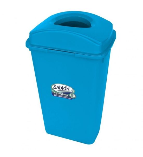 Bote de Basura Sablón de 80 Litros Azul con Tapa Elíptica