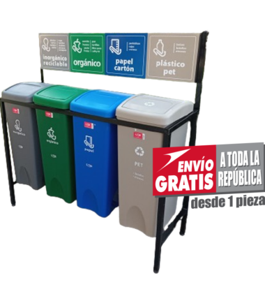 Isla de Reciclaje con Botes de Basura Estra de 4 Divisiones