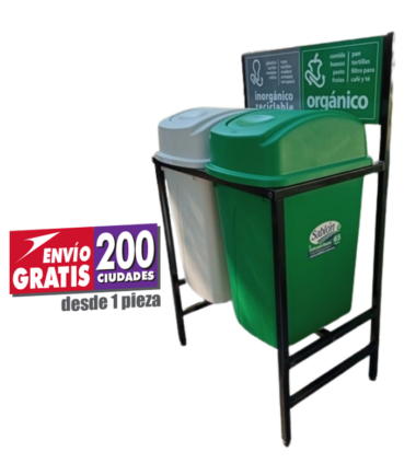 Isla de Reciclaje con Botes de Basura Sablón de 2 Divisiones