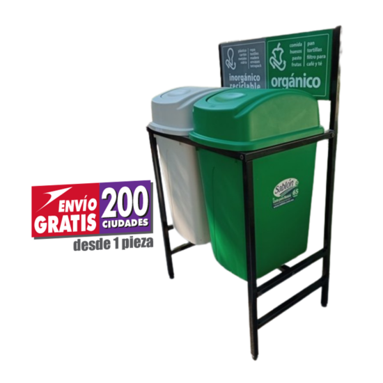 Isla de Reciclaje con Botes de Basura Sablón de 2 Divisiones