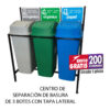 Isla de Reciclaje con Botes de Basura Sablón de 3 Divisiones