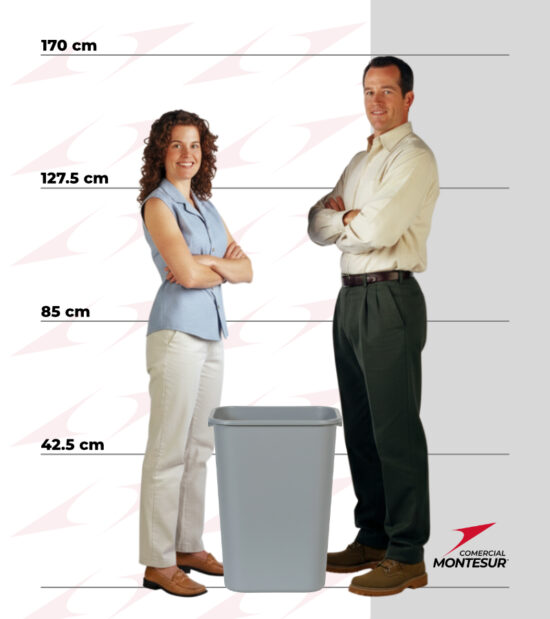 Medidas FG295700GRAY Bote de basura Rubbermaid