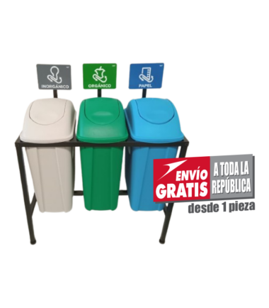 Isla de Reciclaje con Botes de Basura Sablón de 42 Litros
