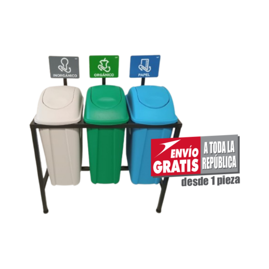 Isla de Reciclaje con Botes de Basura Sablón de 42 Litros