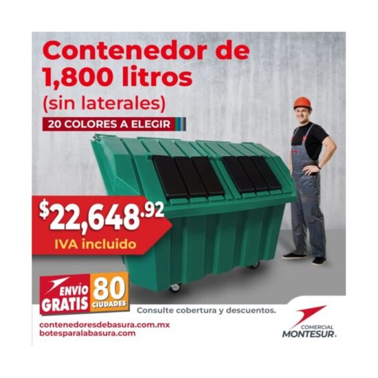 Contenedor de basura Industrial de rotomoldeo de 1800 litros
