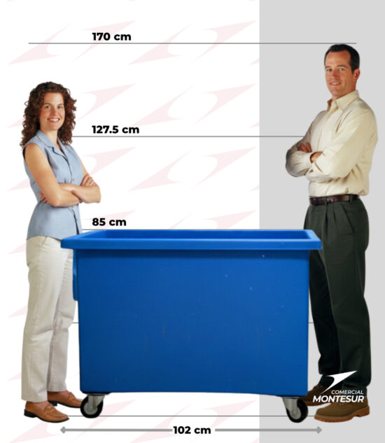 Carro canillero de 350 litros con ruedas giratorias y tapa