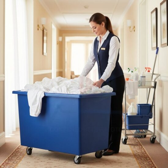 Carro canillero de 350 litros con ruedas giratorias y tapa