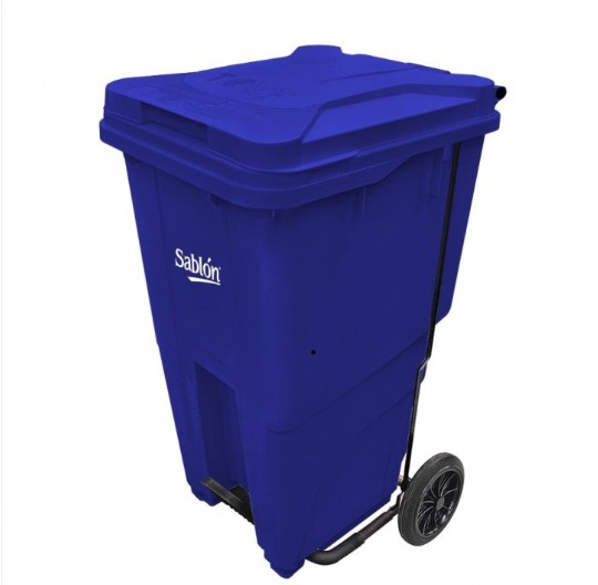 Bote de basura 240 Lts Sablón con pedal color azul