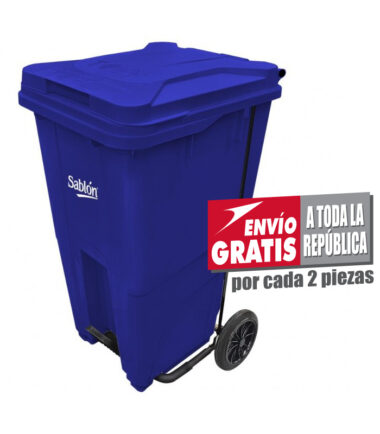 Bote de basura 240 Lts Sablón con pedal color azul