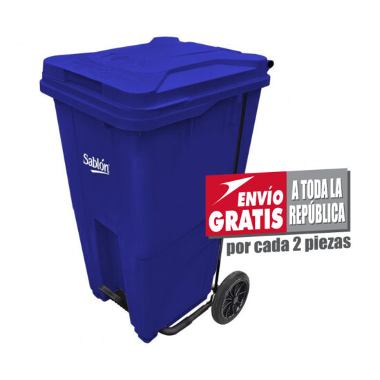 Bote de basura 240 Lts Sablón con pedal color azul