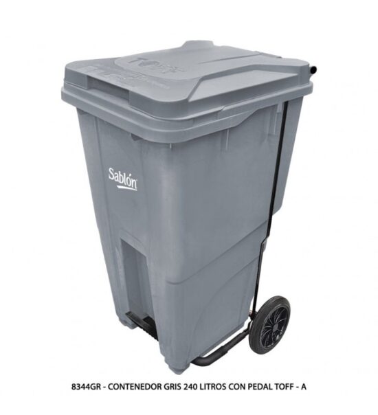 Bote de Basura 240 Lts Sablón con Pedal Color Gris 8344GR