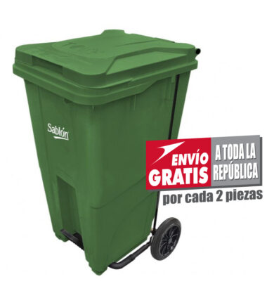 Bote de basura 240 Lts Sablón con pedal color verde