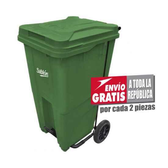 Bote de basura 240 Lts Sablón con pedal color verde