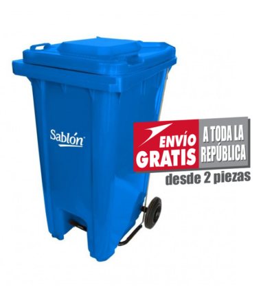 Bote de basura 240 Lts Sablón con pedal color azul