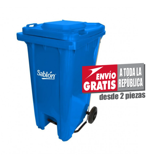 Bote de basura 240 Lts Sablón con pedal color azul