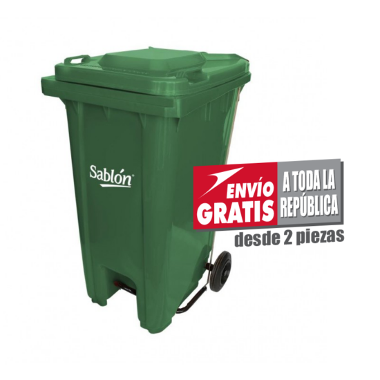 Bote de basura 240 Lts Sablón con pedal color verde
