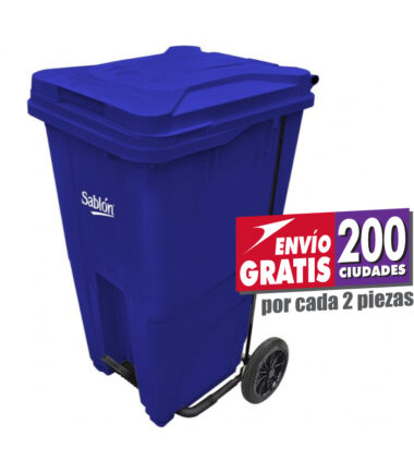 Bote de basura 240 Lts Sablón con pedal color azul