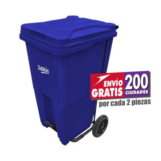 Bote de basura 240 Lts Sablón con pedal color azul