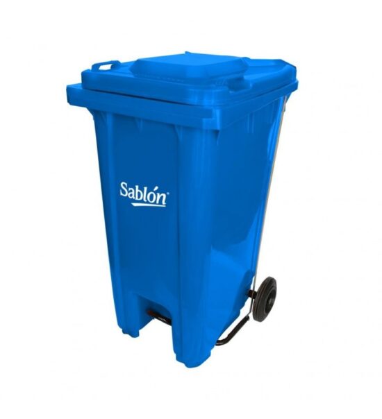 Bote de basura 240 Lts Sablón con pedal color azul