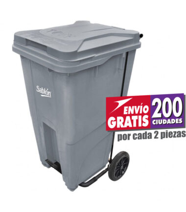 Bote de Basura 240 Lts Sablón con Pedal Color Gris 8344GR
