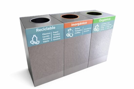 Bote de Basura Cubo Punzonado Acero Inoxidable 111 Litros