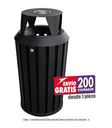 Bote de basura con cenicero de 55 litros para exteriores