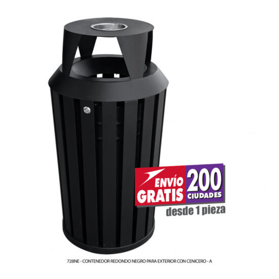 Bote de basura con cenicero de 55 litros para exteriores