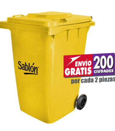 Contenedor de basura de 360 litros Sablón con tapa y ruedas