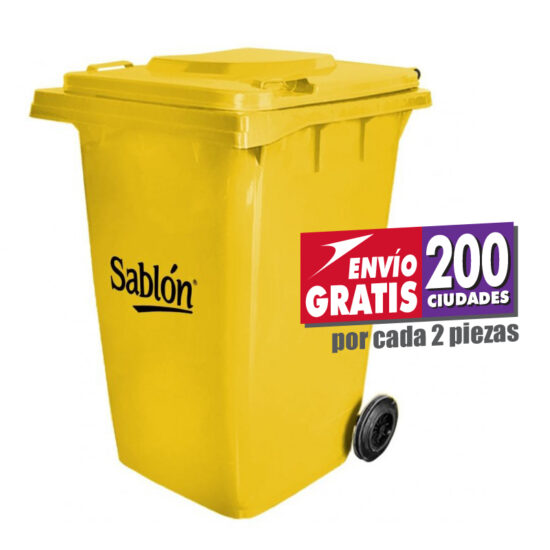 Contenedor de basura de 360 litros Sablón con tapa y ruedas