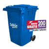 Contenedor de basura de 360 litros Sablón con tapa y ruedas