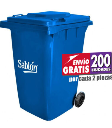 Contenedor de basura de 360 litros Sablón con tapa y ruedas