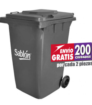 Contenedor de basura de 360 litros Sablón con tapa y ruedas