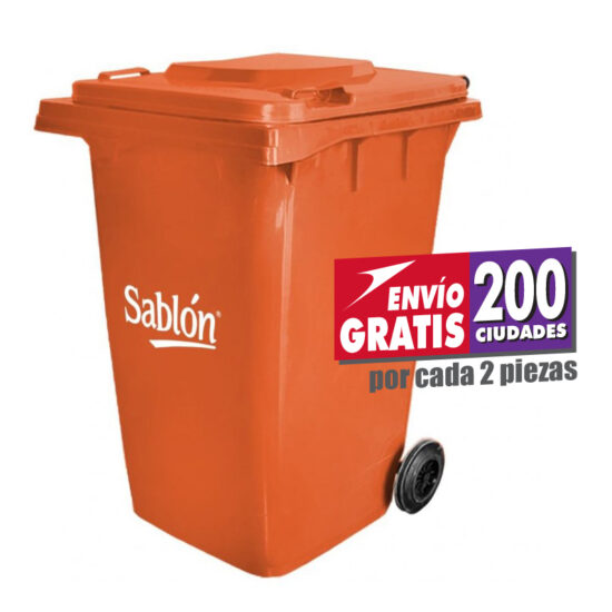 Contenedor de basura de 360 litros Sablón con tapa y ruedas