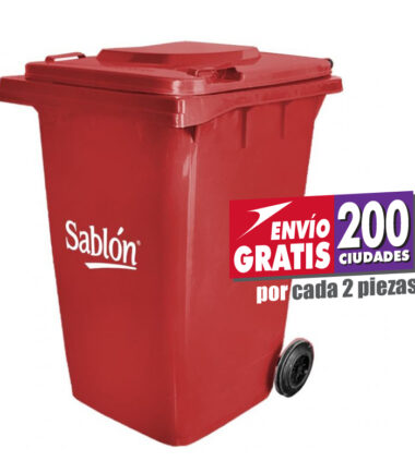 Contenedor de basura de 360 litros Sablón con tapa y ruedas