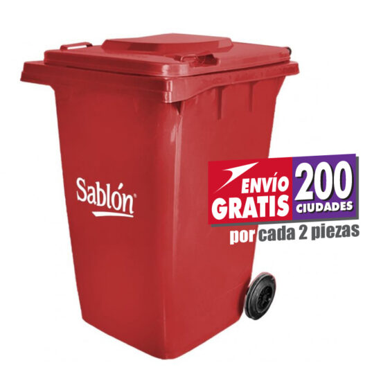 Contenedor de basura de 360 litros Sablón con tapa y ruedas