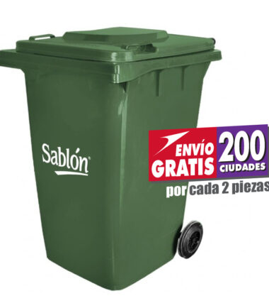 Contenedor de basura de 360 litros Sablón con tapa y ruedas