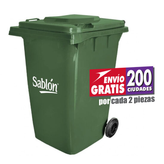 Contenedor de basura de 360 litros Sablón con tapa y ruedas